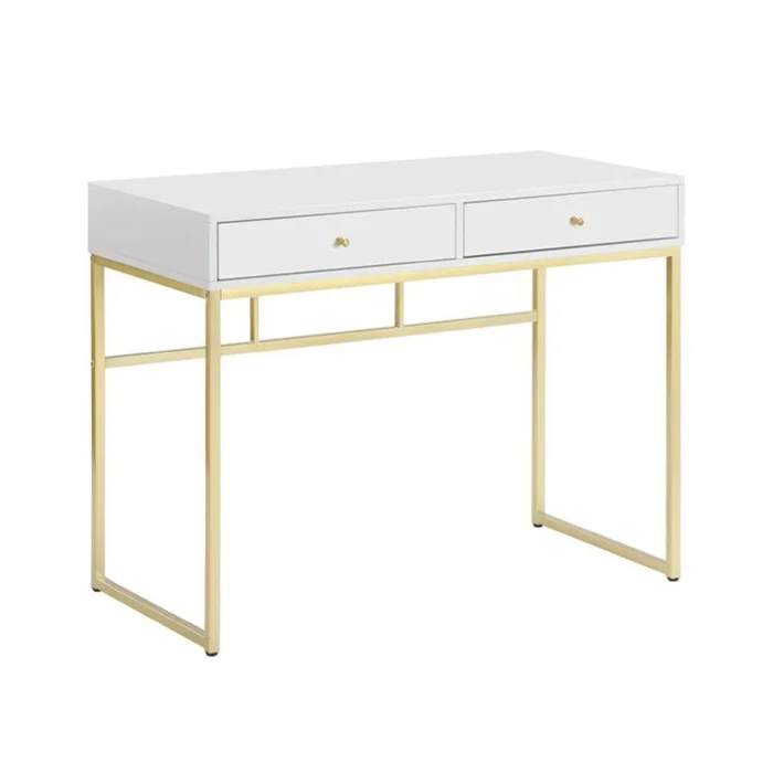 ESCRITORIO MDF/METAL 100x48x78CM DORADO/BLANCO en Multicolor - Mesas de arrimo, Uruguay | Koz