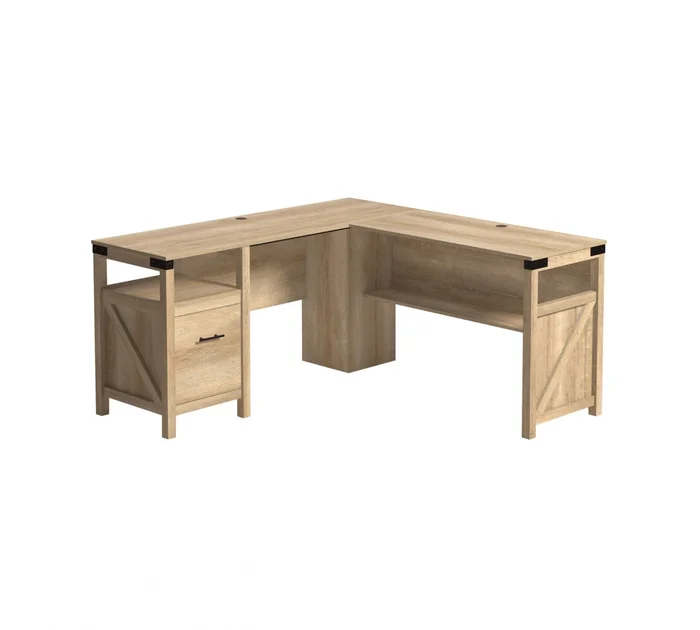 Escritorio Esquinero en L de Oficina - Sauder - Linea Bridge Acre en Madera natural - Escritorios y sillas de escritorio, Uruguay | Rústico Hogar