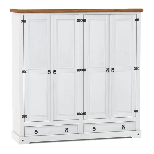 Ropero Madera 4 Puertas Blanco Linea Rustica en Blanco - Roperos y placares, Uruguay | Albanés