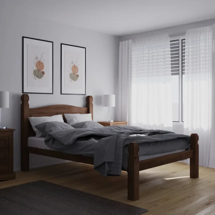 Cama 2 Plazas - Madera maciza - Línea Monterrey - Natural en Madera natural - Dormitorio, Uruguay | Ecowood, vista 2