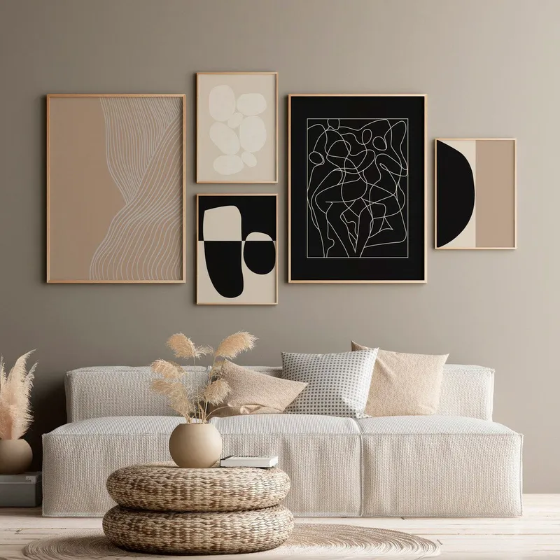 Abstractos Neutros - Black and Beige X5 - Láminas, Uruguay | La Cuadrería
