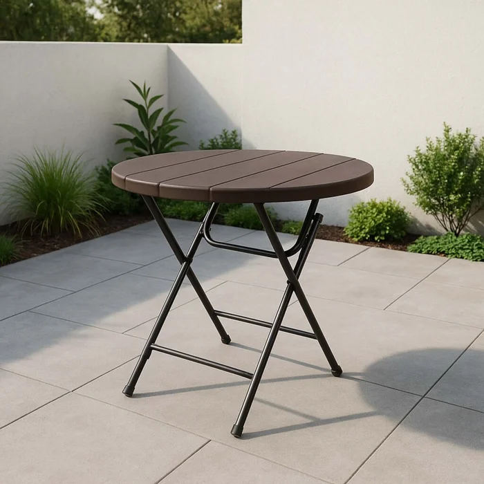 Mesa Circular Plegable Polietileno-alta-densidad Negro Aveo en Negro - Muebles para el exterior, Uruguay | Divino
