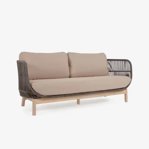 Sofá Catalina 3 plazas de cuerda - verde y madera maciza de acacia 170 cm FSC 100% en Verde - Sillones y sofás, Uruguay | Kavehome