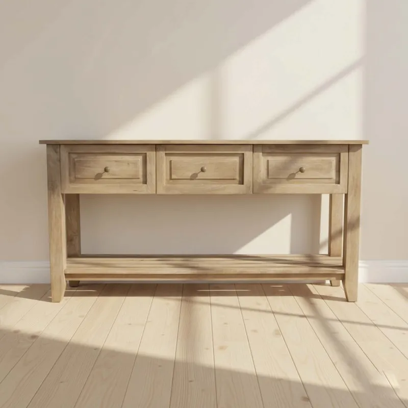 Consola Madera-de-mango Natural-beige Lino Natural en Madera natural - Mesas de living, Uruguay | Divino