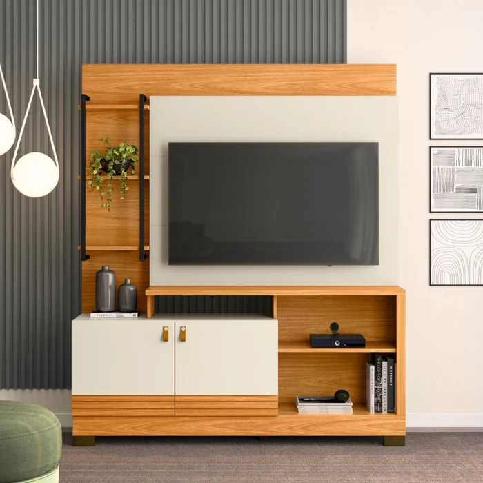 Modular para Tv Alagoas Nature/Blanco en Madera natural - Muebles para TV, Uruguay | Rústico Hogar