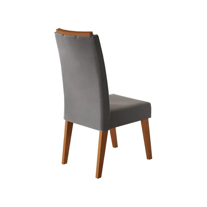 Silla De Comedor Moderna Tapizada Tela Patas Madera en Gris - Sillas, Uruguay | Soy Hogar, vista 2