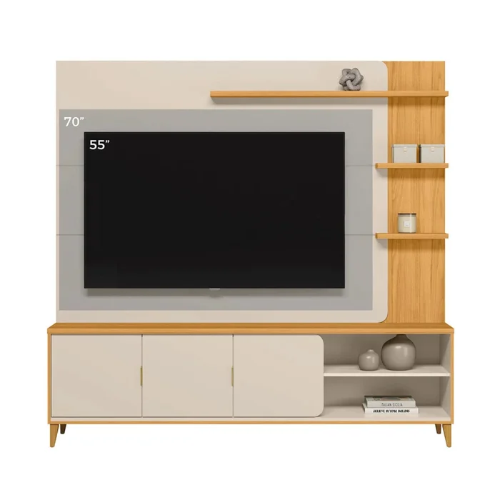 Modular para Tv Napoli Tauari/Blanco - Línea Haus en Beige - Muebles para TV, Uruguay | Ecowood, vista 2