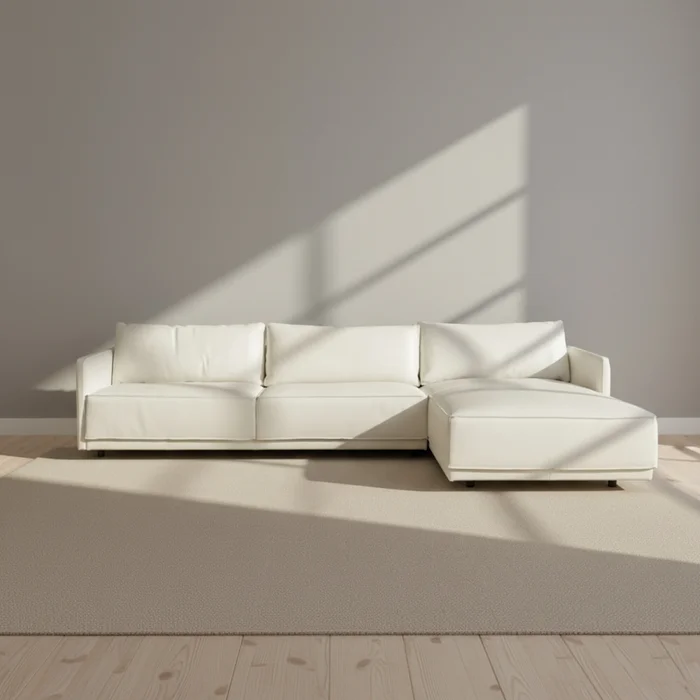 Sillón C/chaise Cuero-100-natural Blanco Romeo Tp2 Grano en Blanco - Sillones y sofás, Uruguay | Divino