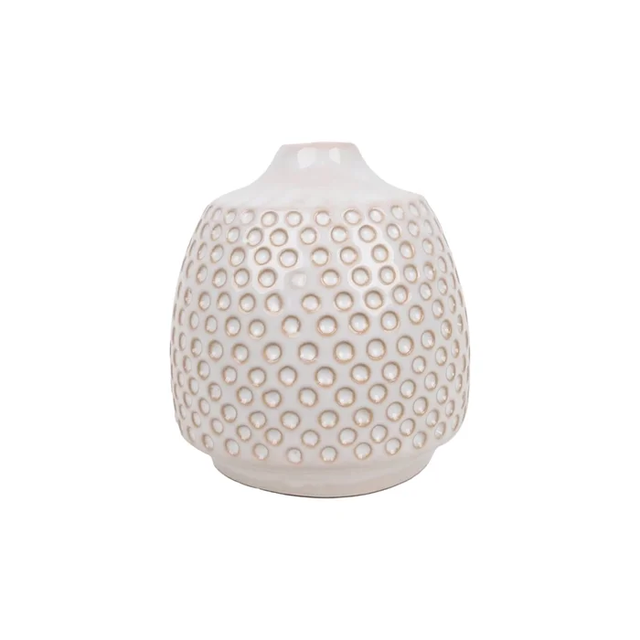 FLORERO RELIEVES D9x10CM CERAMICA BLANCO en Blanco - Jarrones, Uruguay | Koz