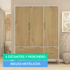 Ropero Armario de 3 Puertas, Perchero y 4 Cajones en MDP - Madera - Línea Melilla - Blanco en Blanco - Roperos y placares, Uruguay | Mulata, vista 9 de 9