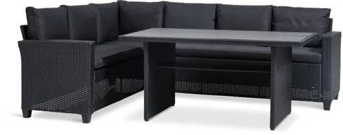 Set jardín AGERMOSE 6 plazas negro en Negro - Muebles para el exterior, Uruguay | JYSK