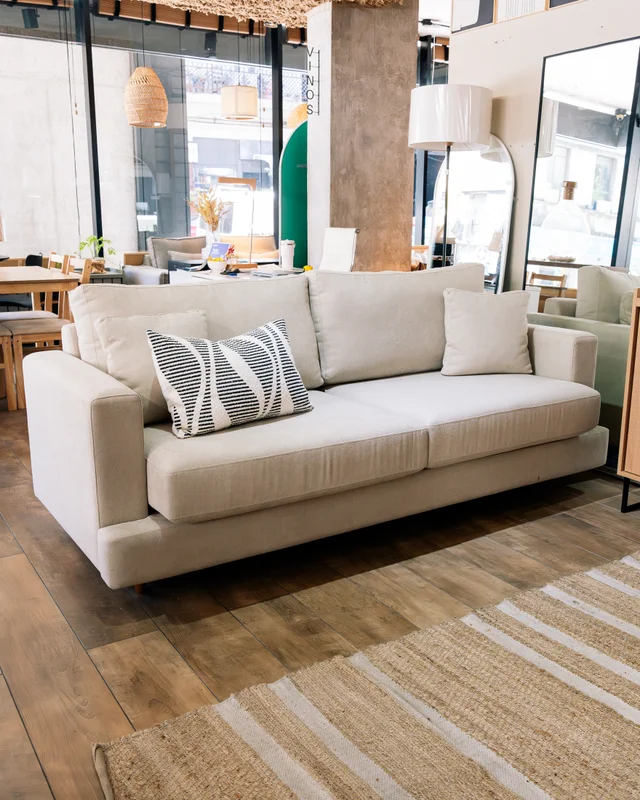Sofa Dublin 3 Cuerpos (210 cm) EASY CLEAN - Beige en Madera natural - Sillones y sofás, Uruguay | Berna home, vista 3