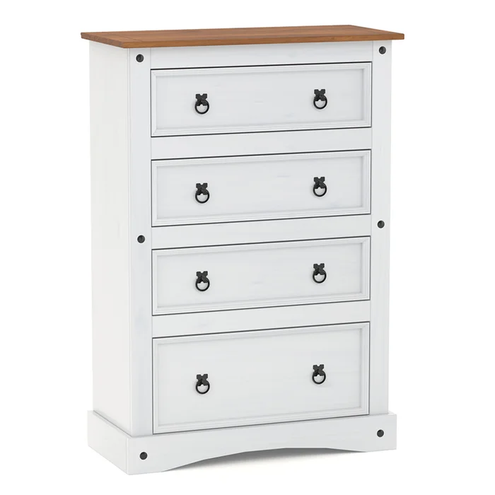 Cómoda 4 Cajones Línea Naturale - Blanco/Roble en Multicolor - Cómodas, Uruguay | La Cueva Muebles, vista 2