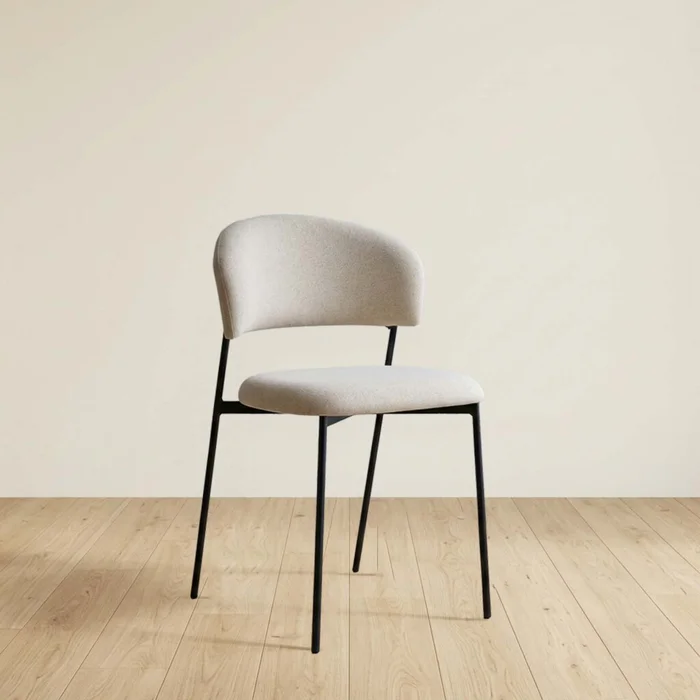 Silla De Comedor Metal-y-tela Natural-beige Danny en Madera natural - Sillas, Uruguay | Divino
