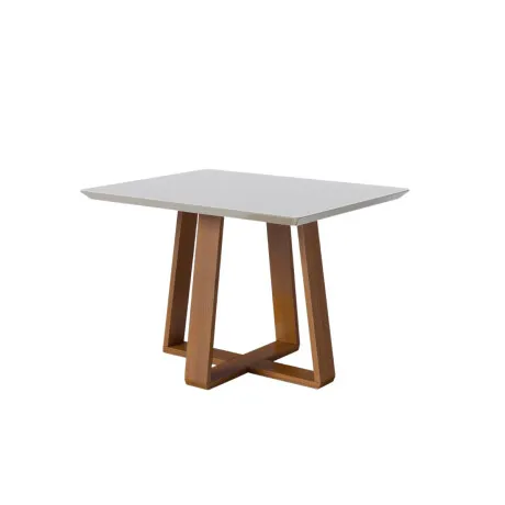Mesa de Comedor Wood - 140 x90 con Vidrio - Off White y Natural en Blanco - Mesas de comedor, Uruguay | NYR