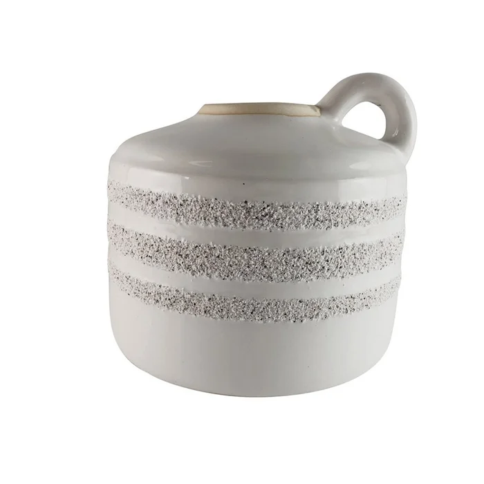 MACETA CERAMICA C/ASA ANILLOS 20X20X19CM BLANCO en Blanco - Macetas, Uruguay | Decohogar, vista 2