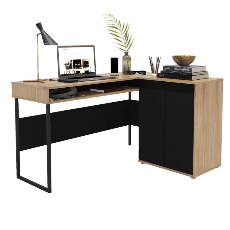 Escritorio esquinero Chicago - Black y Aveiro en Negro - Escritorios y sillas de escritorio, Uruguay | NYR, vista 3