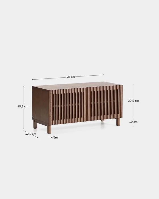 Zapatero Beyla 2 puertas de chapa y madera maciza de fresno con acabado tono nogal 98,5 cm en Marrón - Butacas, banquetas y puffs, Uruguay | Kavehome, vista 7