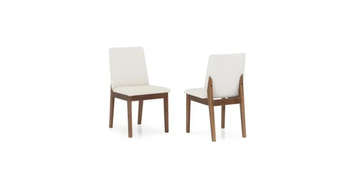 Silla Tapizada Respaldo Curvo Patas Madera en Beige - Sillas, Uruguay | Champagne Home, vista 2