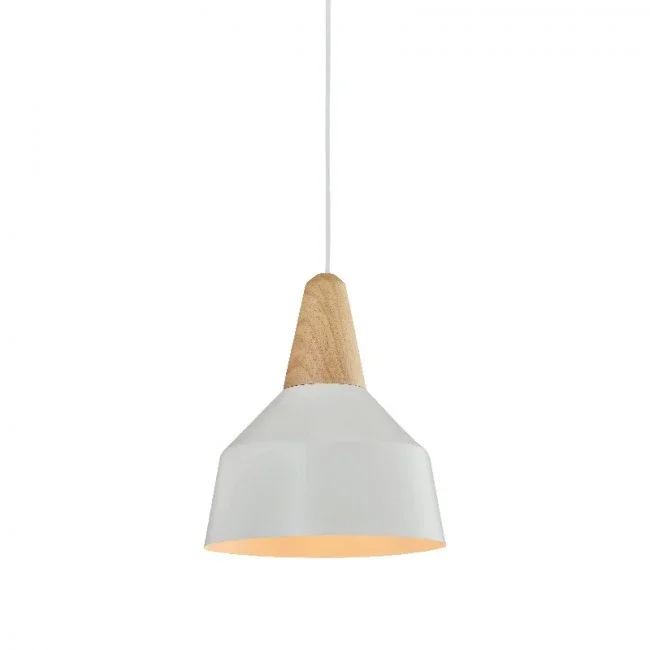 Campana de aluminio y madera estilo nórdico – blanco en Blanco - Lámparas colgantes, Uruguay | La Perla