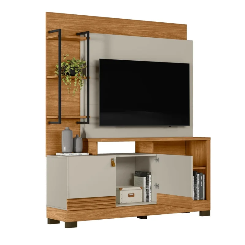 Modular para Tv Alagoas Nature/Blanco - Línea Haus en Madera natural - Muebles para TV, Uruguay | Ecowood, vista 3