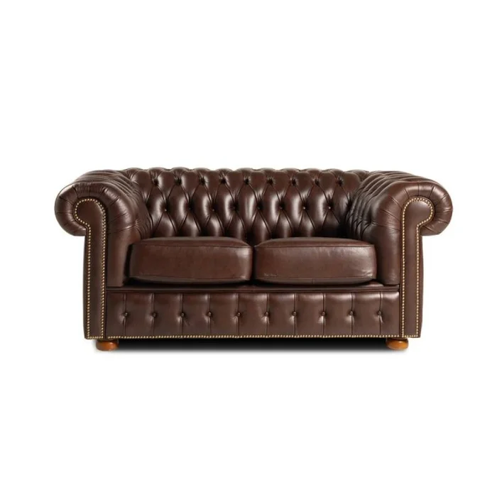 Sillón 100% Cuero - 2 Cuerpos - Chesterfield - Caramelo en Marrón - Sillones y sofás, Uruguay | Rústico Hogar, vista 5