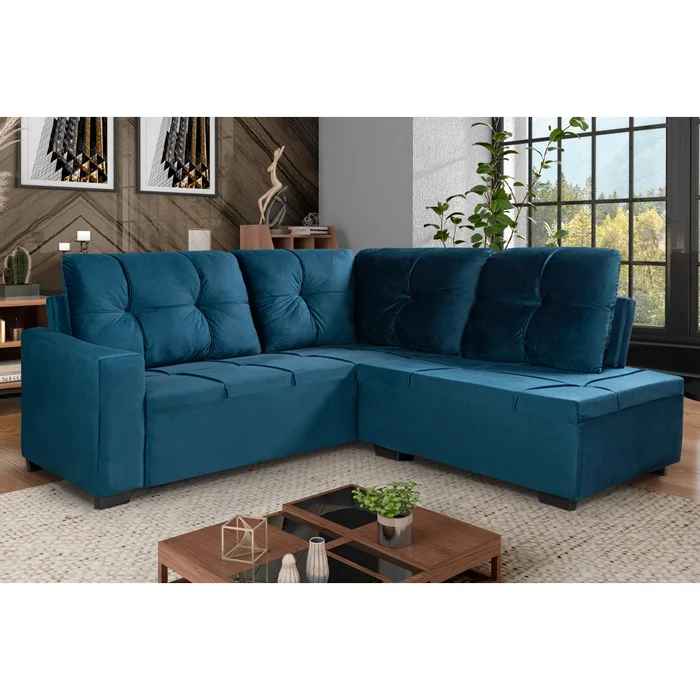 Sillon Sofa Esquinero Living 5 Cuerpos Tapizado Tela en Azul - Sillones y sofás, Uruguay | Soy Hogar, vista 2