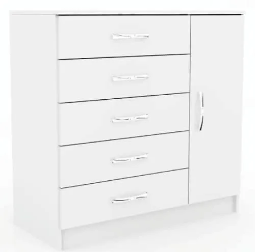 Comodas Cajoneras 5 Puerta 1 Cajon Dormitorio Blanco 151 en Blanco - Cómodas, Uruguay | Lais Muebles