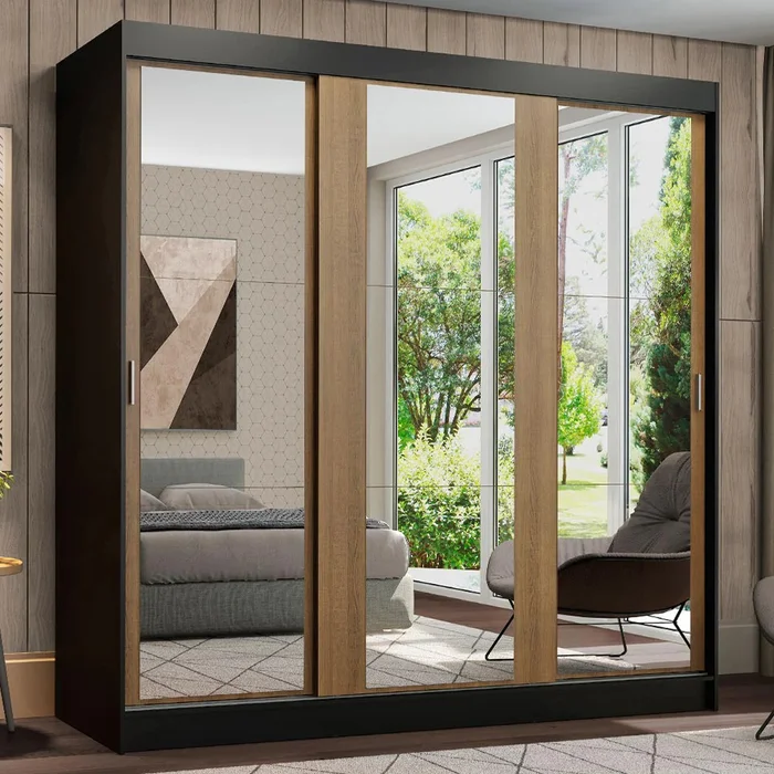Ropero Placard Matrimonial Reno 180CM Pareja con 3 Espejos 3 Puertas C en Marrón - Roperos y placares, Uruguay | Balton, vista 10