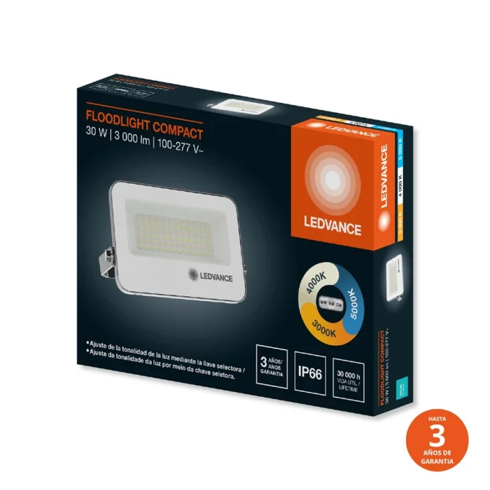 Foco LED LEDVANCE Compact IP66 30W CCT Blanco en Blanco - Lámparas colgantes, Uruguay | Unilux, vista 2