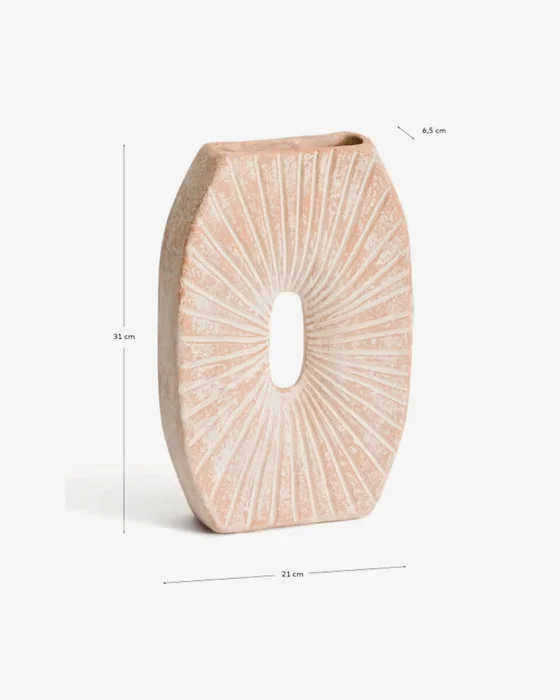 Jarrón Valura de papel maché rosa y beige - 31 cm - Jarrones, Uruguay | Kavehome, vista 8