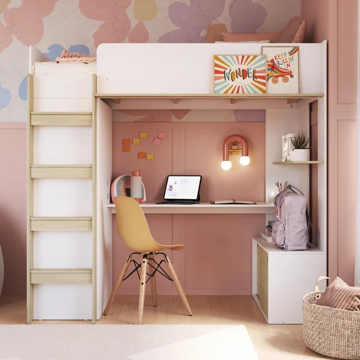 Cama Olivia – Ropero y Escritorio – Blanco en Blanco - Dormitorio, Uruguay | RM Muebles y Deco, vista 2