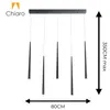 Colgante Led cinco luces lineales tubular 25W en Marrón - Lámparas colgantes, Uruguay | Iluminica, vista 6 de 6