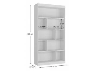 Biblioteca con reparticiones BLANCA 93x181x30 en Blanco - Bibliotecas, Uruguay | Quesal, vista 9