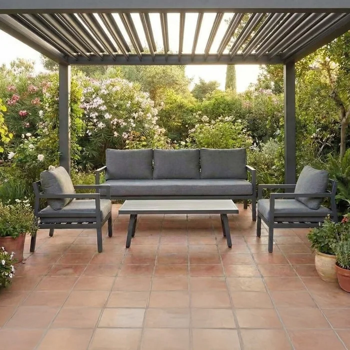 Set De Living Aluminio Gris Portofino en Gris - Muebles para el exterior, Uruguay | Divino