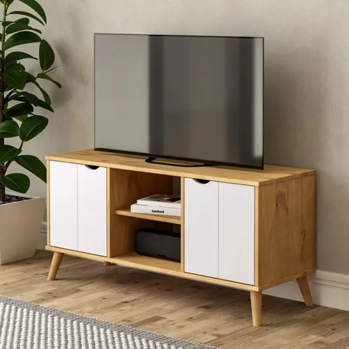 Rack para TV 2 Puertas - Linea Dublin - Blanco en Blanco - Muebles para TV, Uruguay | Rústico Hogar
