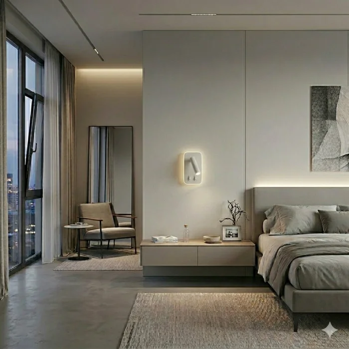 Portátil led de pared con SPOT móvil, DOBLE LUZ - BLANCA en Blanco - Lámparas de mesa, Uruguay | Iluminica, vista 4