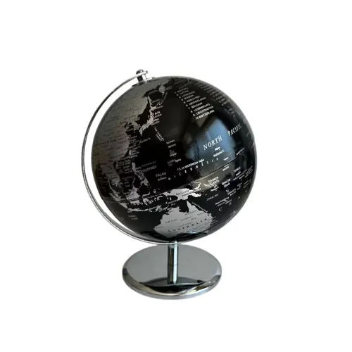 GLOBO TERRAQUEO 20x26.5CM HIERRO PLADEADO/NEGRO en Plateado - Decoración, Uruguay | Koz
