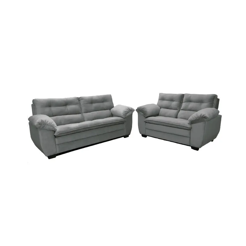 Sillones Juego De Living Premium 3 Y 2 Cuerpos Comedor Tela en Gris - Muebles, Uruguay | Soy Hogar