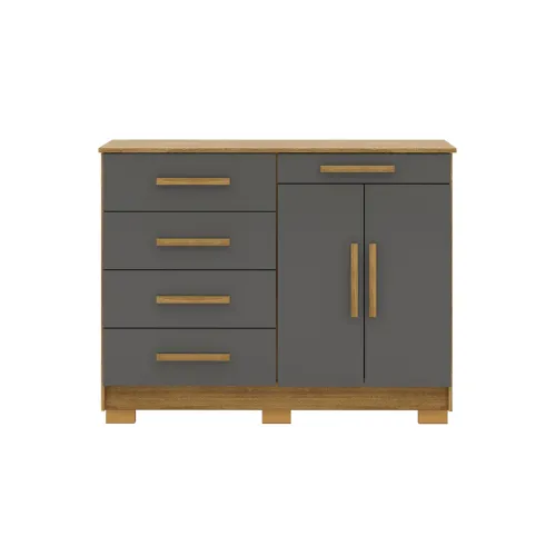 Comoda 5 Cajones 2 Puertas Moderna Con Estante 100% Mdp - Cómodas, Uruguay | Muebles Express