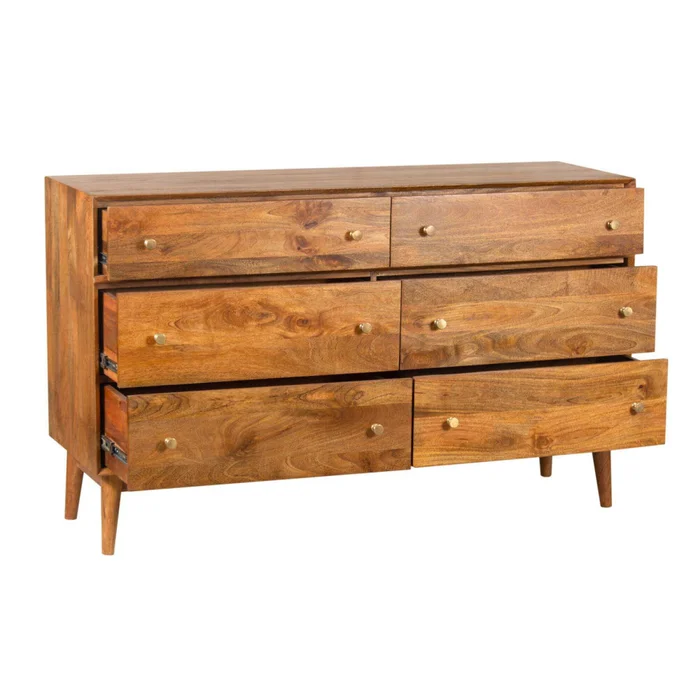 Comoda 6 Cajones Madera-de-mango Marron Parker en Marrón - Cómodas, Uruguay | Divino, vista 4