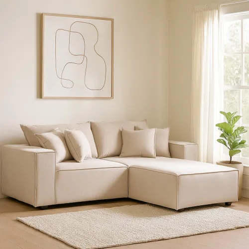 Sofá Modular Maia (3 módulos) - Tela Microfibra - 12073 (Greige) en Gris - Sillones y sofás, Uruguay | NYR