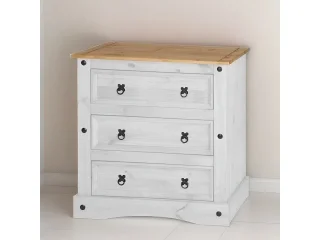 Comoda 3 cajones Cera/Blanco LINEA CORONA MADERA en Madera natural - Cómodas, Uruguay | Que Sal Muebleria, vista 3