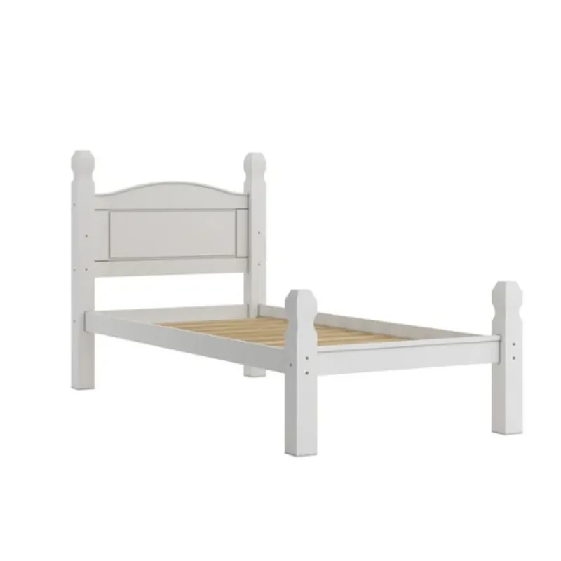 Cama 1 Plaza - Madera maciza - Línea Monterrey - Blanco en Blanco - Dormitorio, Uruguay | Ecowood