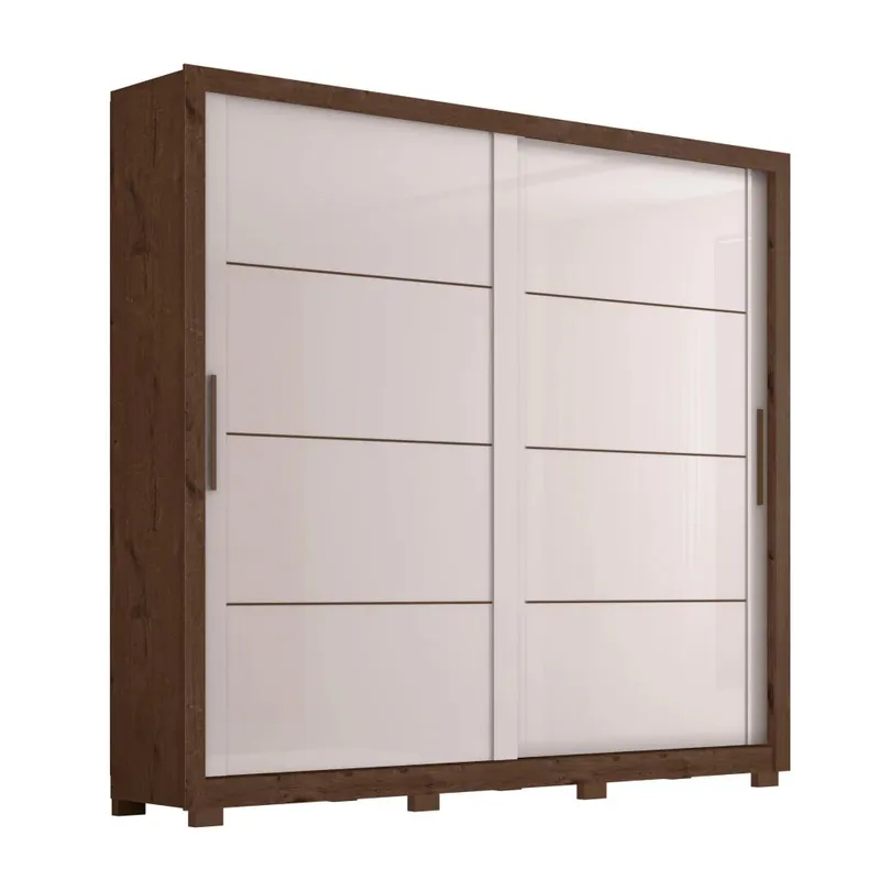 Ropero 2 Puertas 4 Cajones - Línea Glam - Marrón/Blanco en Marrón - Roperos y placares, Uruguay | Ecowood