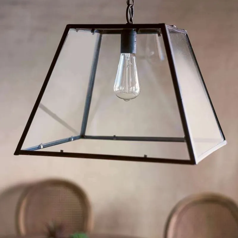 LAMPARA DE TECHO - HIERRO Y VIDRIO - 1 LUZ en Negro - Lámparas colgantes, Uruguay | La Iberica