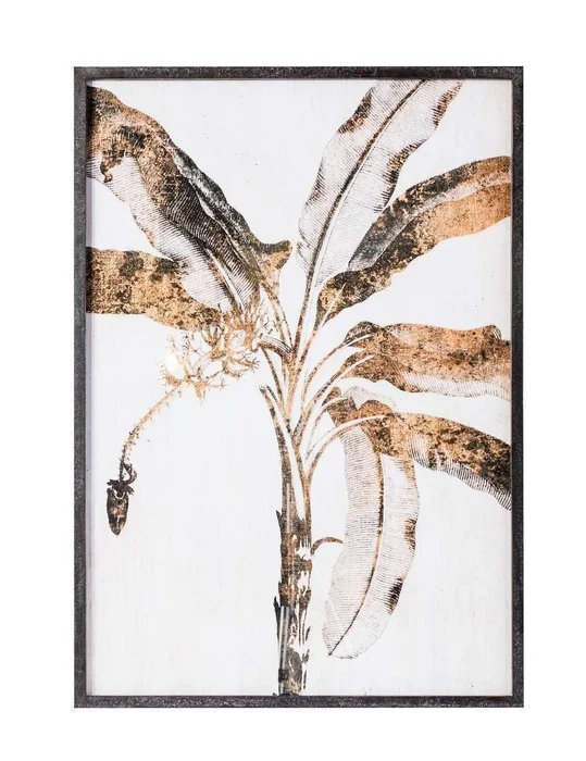 CUADRO PALMA 1 - NEGRO Y METALIZADO - 1.00 X 0.75 MTS en Negro - Decoración de pared, Uruguay | La Iberica