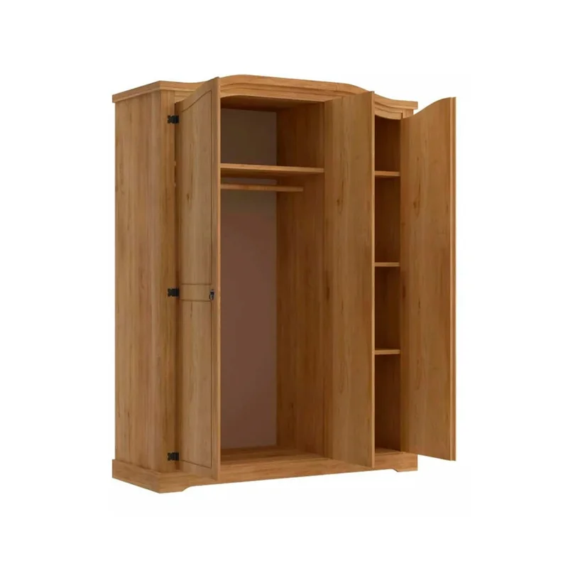 Ropero Curvo 3 Puertas Madera Maciza Línea Monterrey - Natural en Madera natural - Roperos y placares, Uruguay | Ecowood, vista 3