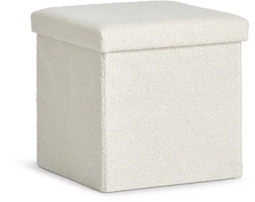 Puf NYSTED 38x38 con almacenaje felpa blanco en Blanco - Butacas, banquetas y puffs, Uruguay | JYSK