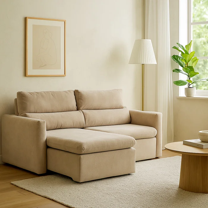 Sofá Dublin (Rebatible) - Microfibra - 2 cuerpos - TC 1010 (Beige) en Beige - Sillones y sofás, Uruguay | NYR, vista 2